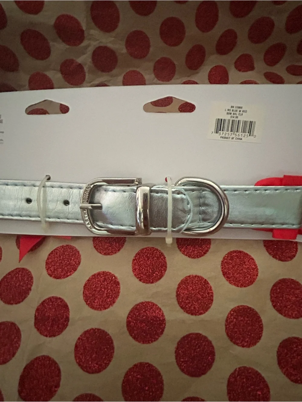Large Metallic Dog Collar/Martha Stewart Silver  -New w/tag attached